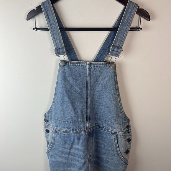 Billabong X Sincerely Jules Overalls Skirt Fade Away Denim Jumper Large - Picture 2 of 8